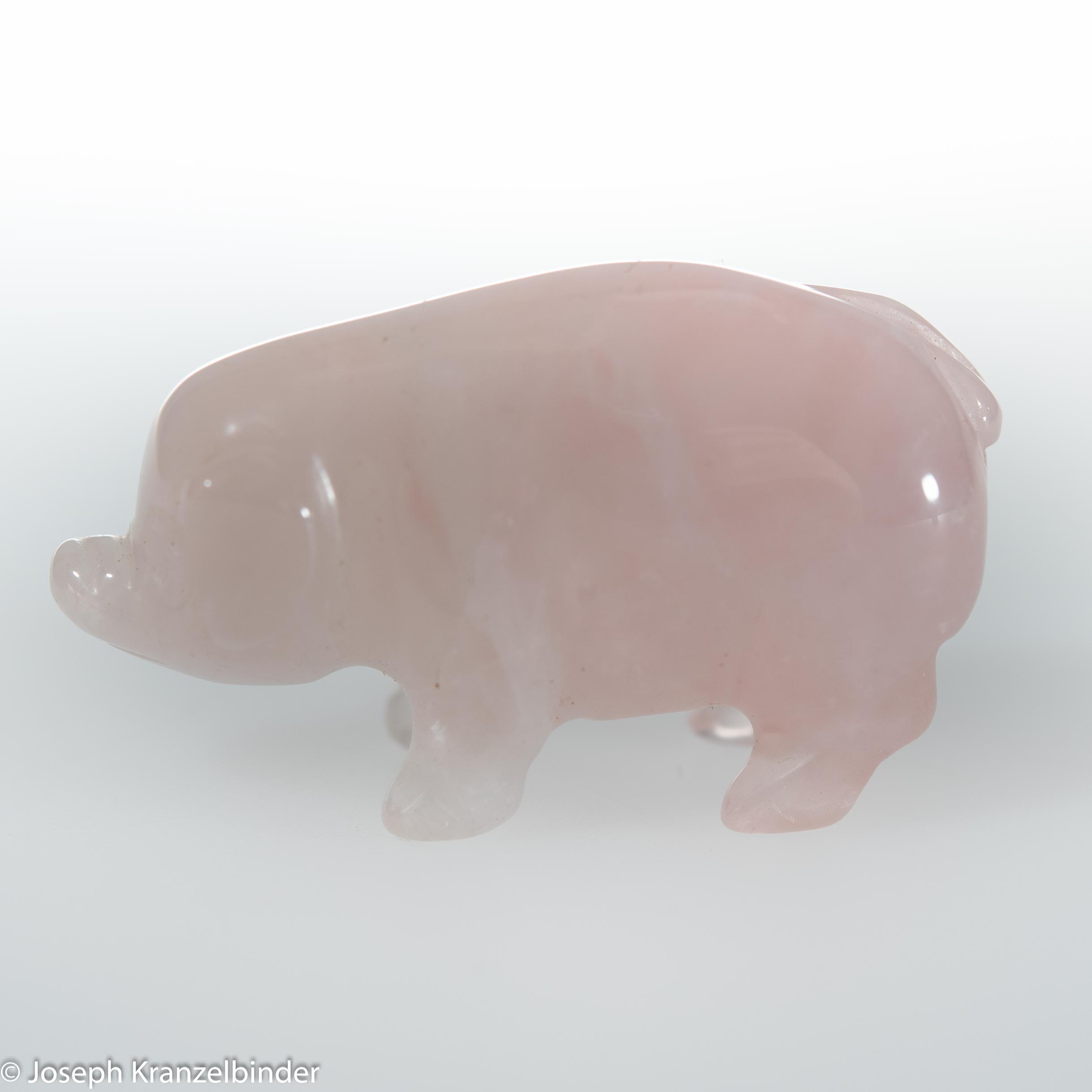 40 x20  mm Edelstein Glücksbringer Rosenquarz Schwein Glückschwein ca 