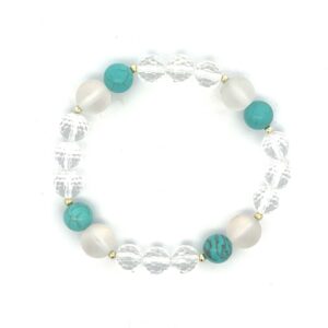 Edelsteinarmband mit Türkis, Bergkristall und mattem Bergkristall