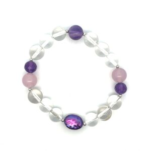 Edelsteinarmband mit Rosenquarz, Amethyst, Bergkristall und Muschelelement