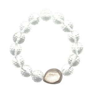 Bergkristall Armband mit facettierten Kugeln und gebürstetem Silber