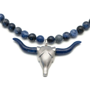 Sodalith Halskette mit Stieranhänger