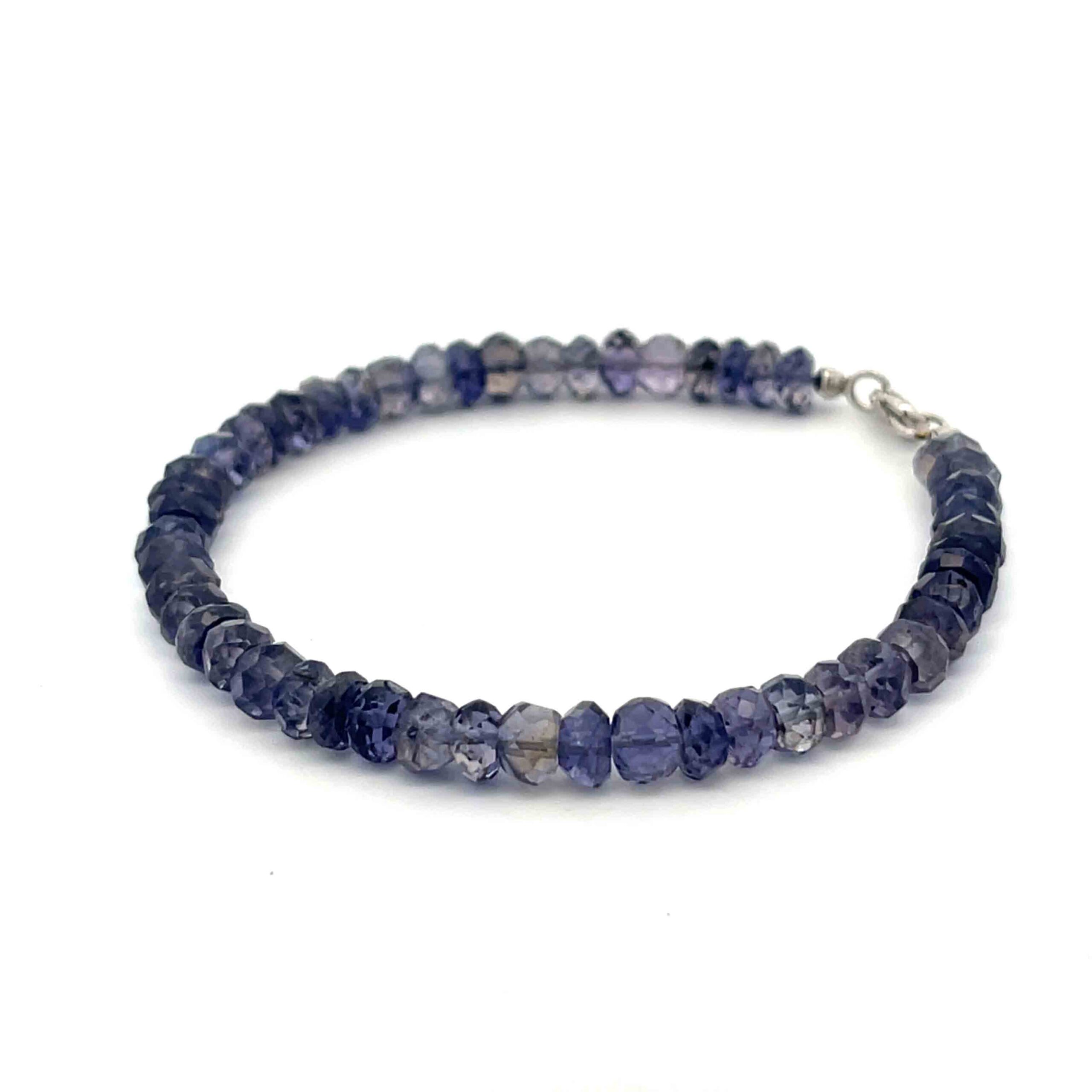 Handfacettiertes Iolitharmband, 18 cm, leicht poliert, mit zartem Blauschimmer