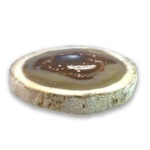 Achatisiertes / opalisiertes versteinertes Holz aus Indonesien – rosa Varietät mit Kupfer-Opaldentriten