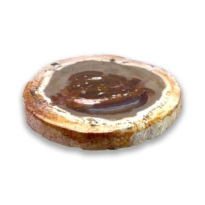 Achatisiertes / opalisiertes versteinertes Holz aus Indonesien – rosa Varietät mit Kupfer-Opaldentriten