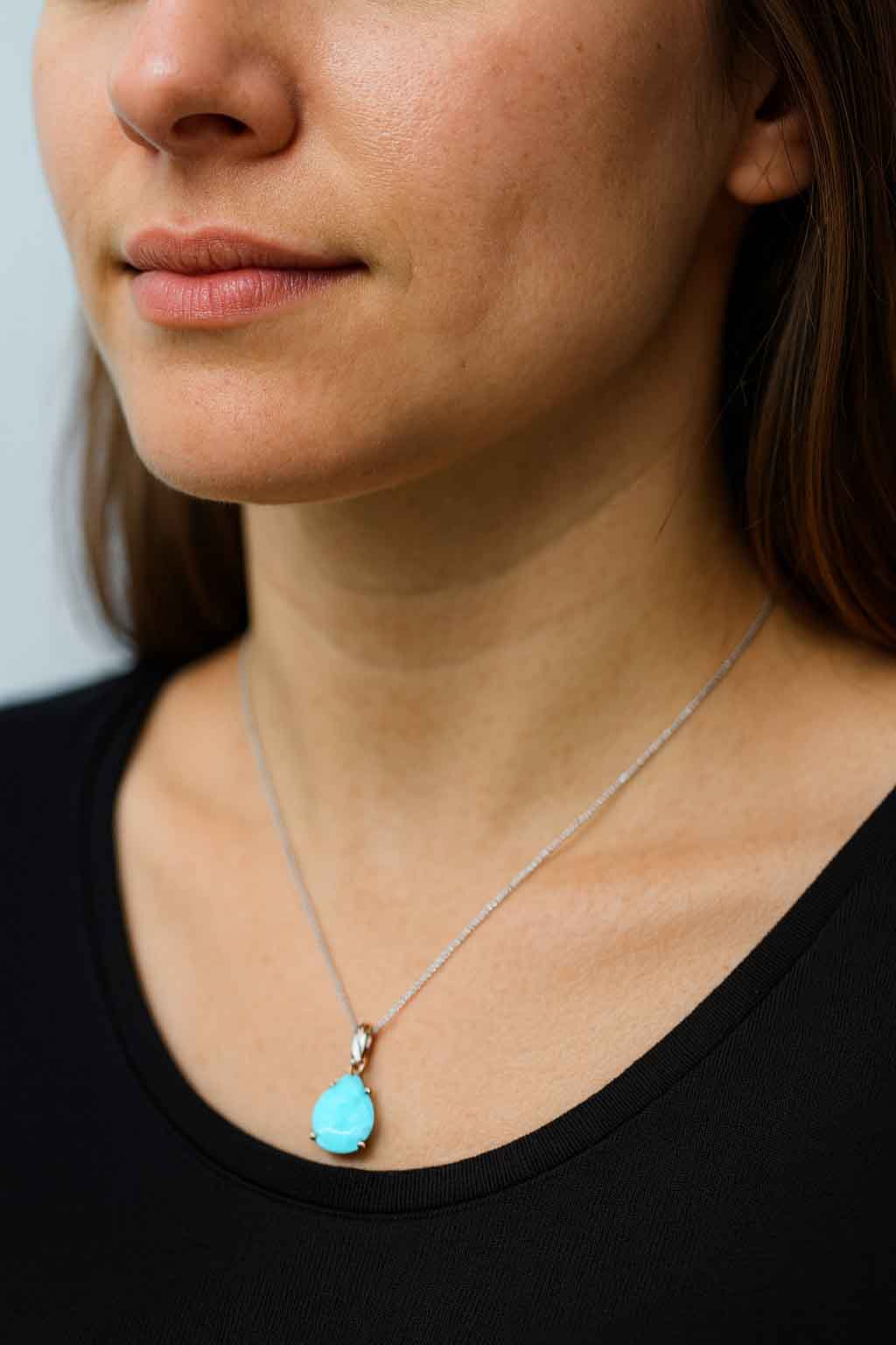 Natur-Türkis Anhänger aus Arizona in platiniertem 925er Silber