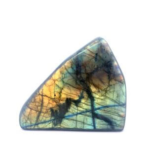 Freiform Labradorit polierter Edelstein mit blau-grünem Schimmer und Labradoreszenz