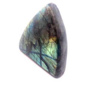 Freiform Labradorit polierter Edelstein mit blau-grünem Schimmer und Labradoreszenz