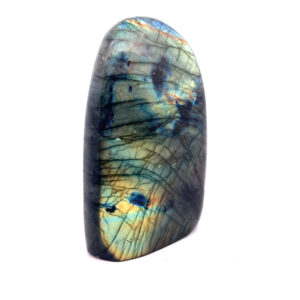Freiform Labradorit polierter Edelstein mit blau-grünem Schimmer und Labradoreszenz