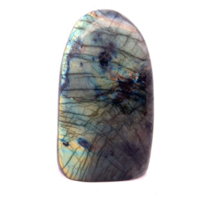 Freiform Labradorit polierter Edelstein mit blau-grünem Schimmer und Labradoreszenz