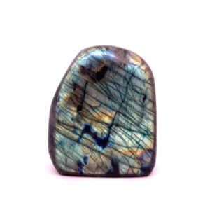 Freiform Labradorit polierter Edelstein mit blau-grünem Schimmer und Labradoreszenz