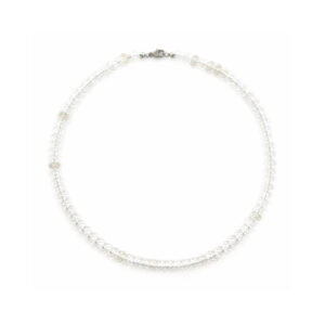 Bergkristall Schmuckkette – klare Perlenkette mit ca. 8 mm großen Perlen, 45 cm lang.