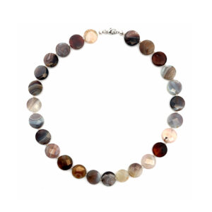 Botswana Achat Schmuckcollier – Edelstein Kette mit Bänderung und Sterling Silber Verschluss, 43 cm.