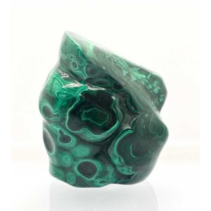 Malachit Skulptur – polierter Naturstein mit grüner Maserung und einzigartiger Form.