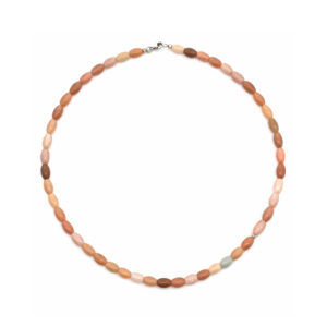 Multicolor Mondstein Halskette – bunte Edelstein Perlenkette mit Silber oder vergoldetem Verschluss, 45 cm.