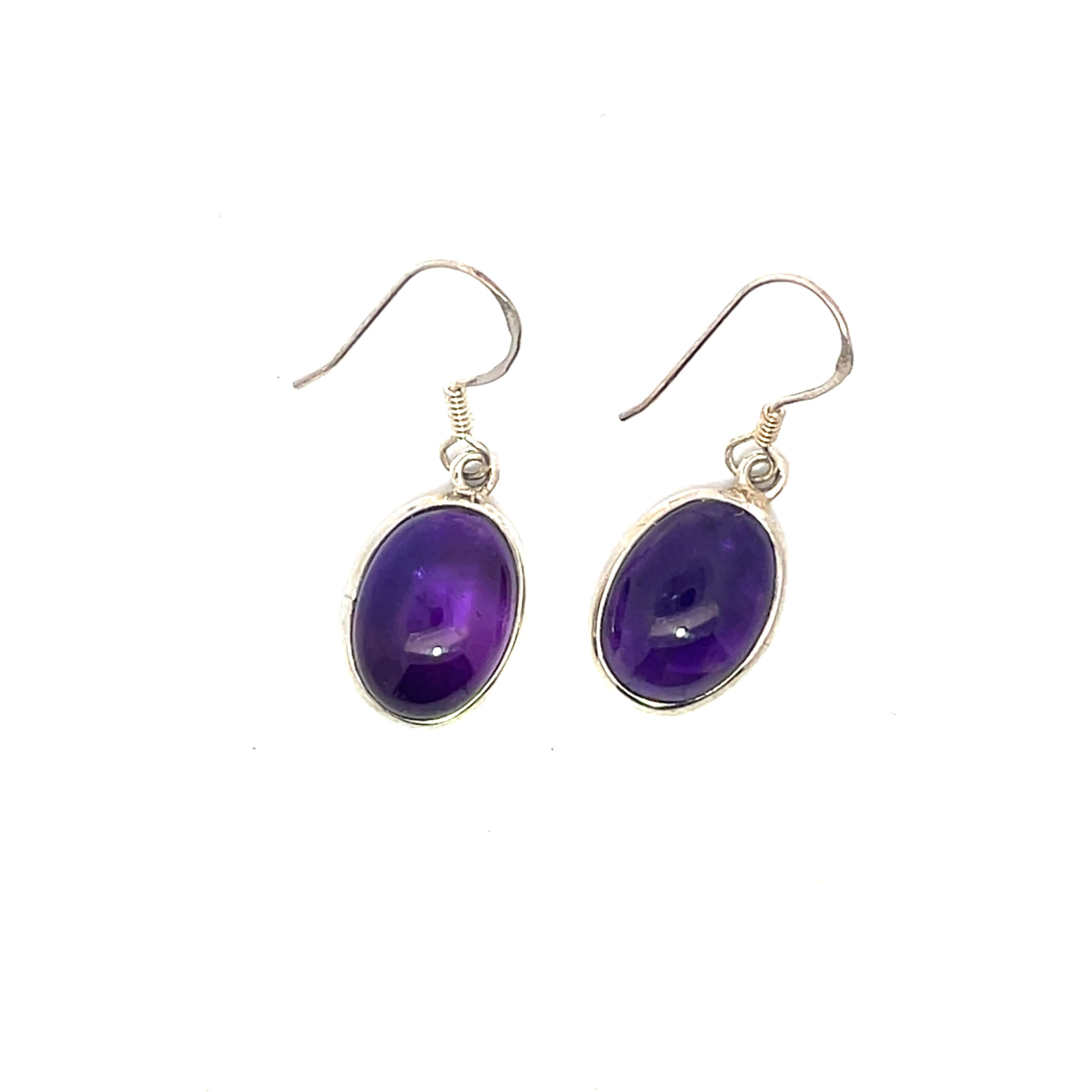 Ohrhänger Amethyst oval – violette Edelstein Ohrringe aus Sterling Silber.