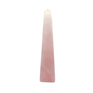 Rosenquarz Obelisk 11,5 cm – polierter Naturstein in Turmform mit zarter rosa Farbe.