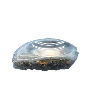 Achat Dekoschale – längliche Naturstein Schale ca. 13 x 10,5 cm mit natürlicher Maserung.